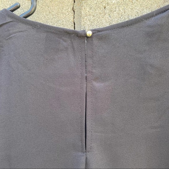 Black Ruffle Sheer Tank Top Blouse L - Picture 4 of 5